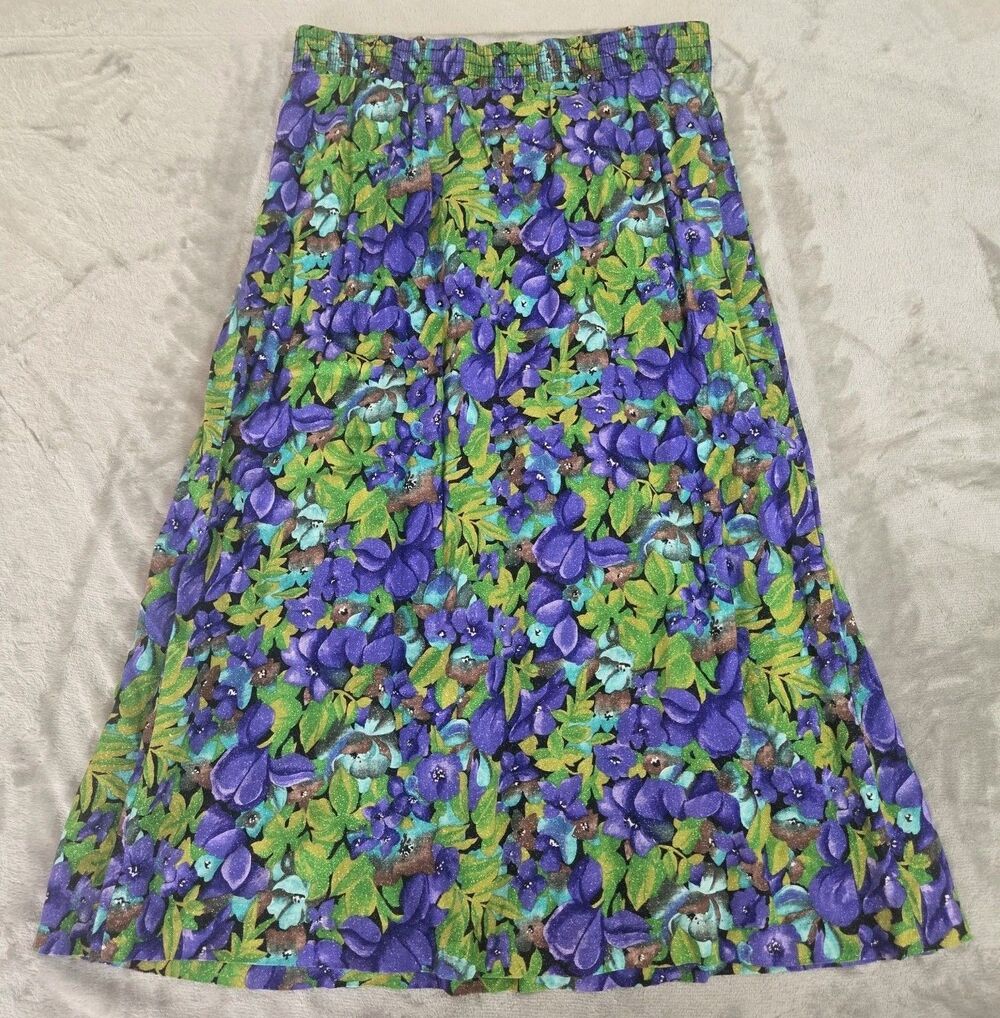 Norton McNaughton Cottagecore Pleated Floral Skirt 14 Vintage Floral Purple Boho